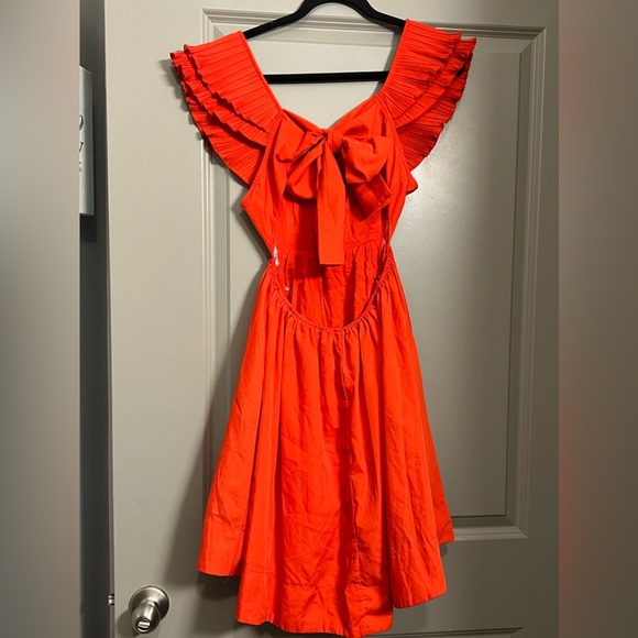 Vici Red Cotton Flutter Sleeve Tie-Back Dress | Size Small - Picture 2 of 7